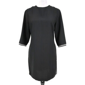 Banana Republic Dress Womens 6 Black White Trim Tuxedo Stripe Shift Back Zip